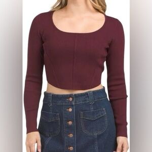 NWT House of Harlow 1960 Maroon Cropped Sweater Medium